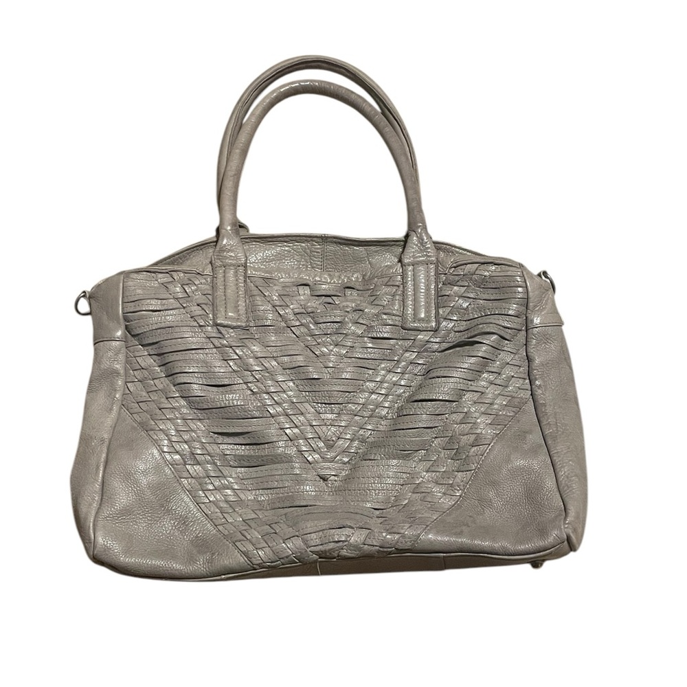 Day &‎ Mood Anthropologie Gray Faux Leather Tote, Woven, GUC